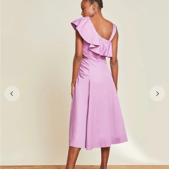 Veronica Beard Ruffle Beilla One-Shoulder Vivid Orchid Midi Dress sz 6 - Picture 5 of 10